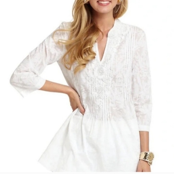 Lilly Pulitzer Tops - Lilly Pulitzer White Tunic Top